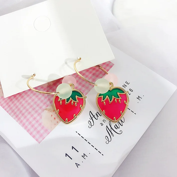 AOMU 2019 летние легкие цветные акриловые бусины милые красные серьги кольца
