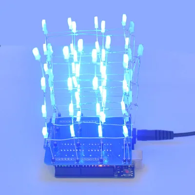 Tanie 4X4X 4 niebieskie jasne światło LED Cube zestaw 3D LED