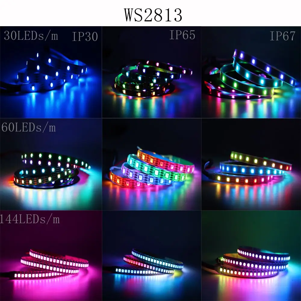 Tira de luces LED direccionable a todo Color, cinta de píxeles Digital  Flexible, lámpara RGB con control remoto, 30/60Leds, WS2811, DC12V -  AliExpress