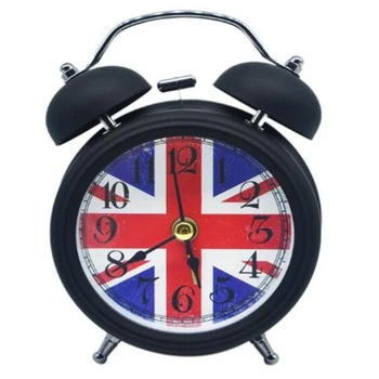 

Exquisite Fashion High-Quality Metal Bell Alarm Clock M-Flag British Wind Alarm Clock Ultra-Quiet Movement-Dropship