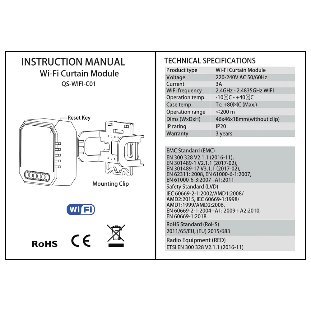 Smart Life WiFi Smart Curtain Blinds Module Switch Roller Shutter Motor Tuya Wireless Remote Control Works Alexa Google Home Smart Life WiFi Smart Curtain Blinds Module Switch Roller Shutter Motor Tuya Wireless Remote Control Works Alexa Google Home