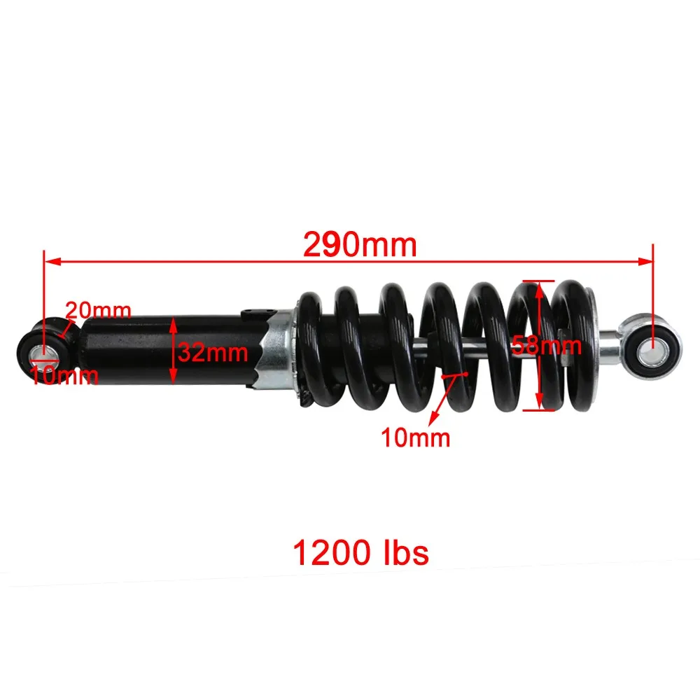 TDPRO 1200lbs 290mm Rear Shock Absorber Motorcycle Suspension for 50cc 70 90cc 110cc 125cc ATV Go Kart Pit Dirt Trail Bike
