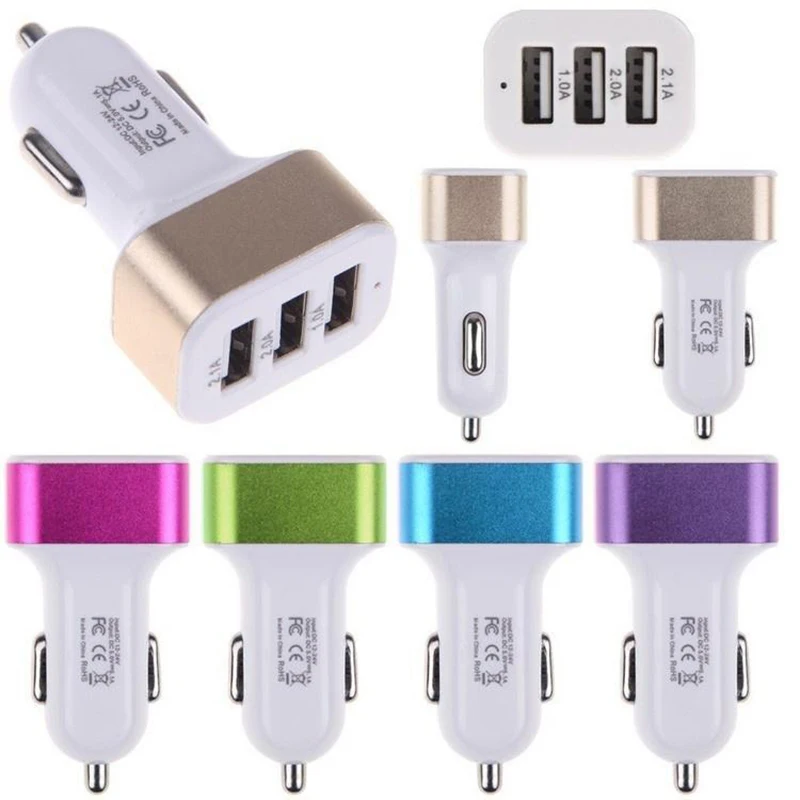 Универсальное автомобильное зарядное устройство адаптер 3 порта USB Автомобильное зарядное устройство USB зарядное устройство адаптер для iphone samsung Xiaomi