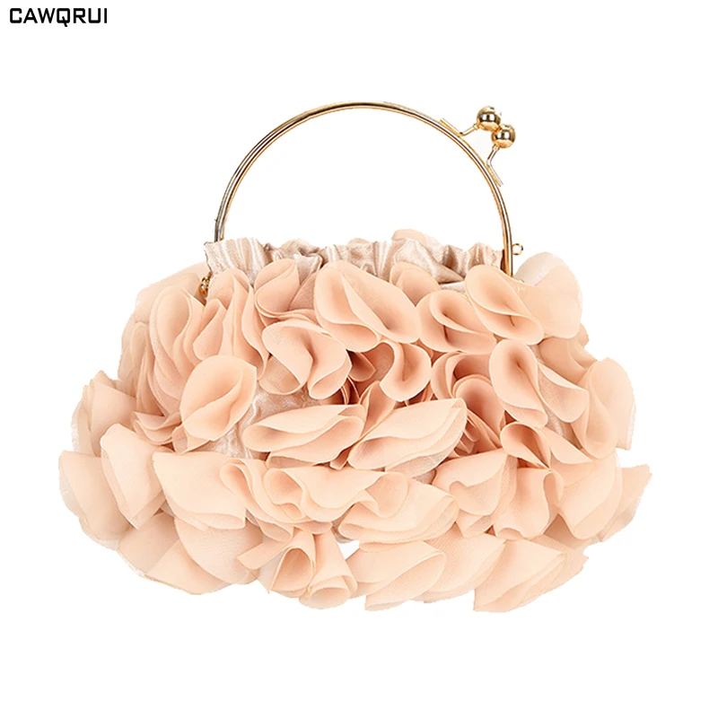 Beige Handbag Роскошная женская сумка, Дизайнерская Женская атласная сумочка-клатч с цветами, вечерняя сумочка, модная милая сумка-тоут, клатч для свадебной вечеринки, маленький кошелек Bolso - Цвет: Beige Handbag