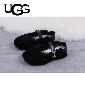 

Original UGG Women's Casual Fluffy Loafers Wool Slip On Round Toe Fur Flat Shoes Casual Loafers Plus Size Winter Shoes