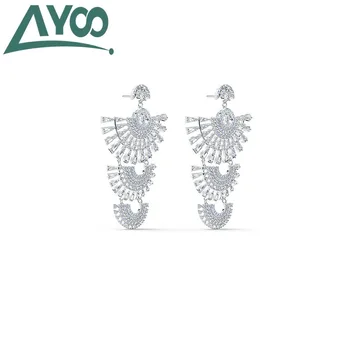 

AYOO high quality 2020, charming beating heart style long earrings for girls fan-shaped female earrings