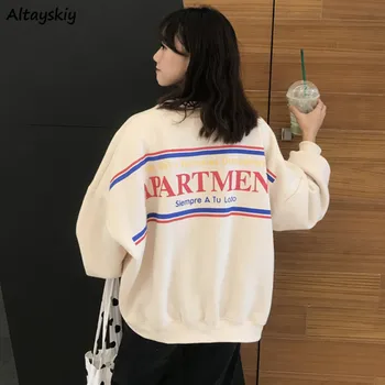 

Hoodies Womens Thick Plus Velvet Harajuku Fashion Printed Females Pullovers Leisure Kpop Women Sweatshirt Regular Streetwear New