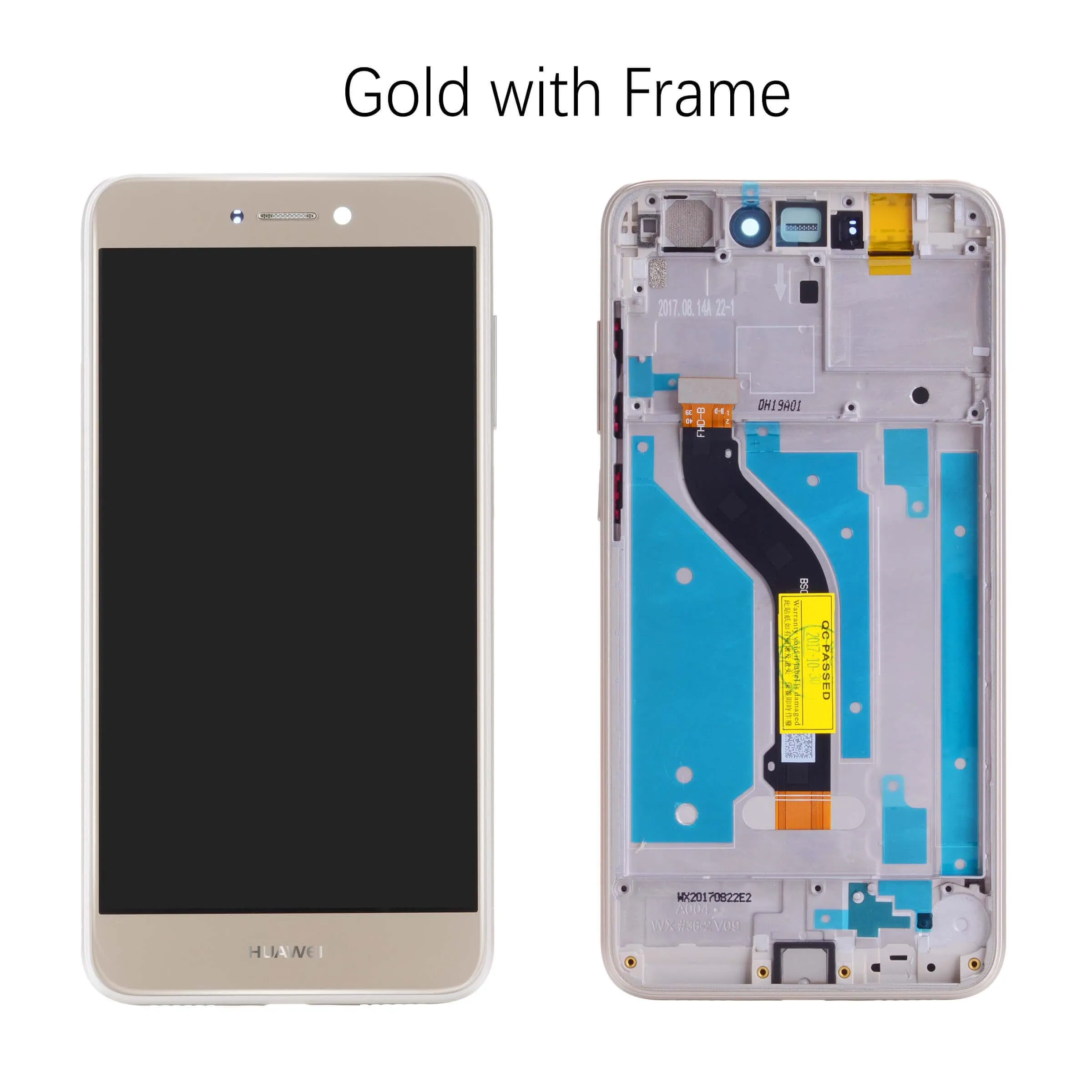 Дисплей для HUAWEI P8 Lite LCD в сборе с тачскрином на рамке 5.2'' черный белый золото синий - Цвет: with Frame Gold