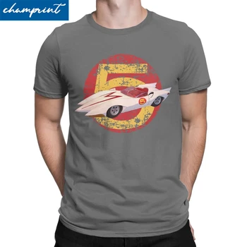 

Mach 5 Distressed T Shirts Men's Pure Cotton Novelty T-Shirts Speed Racer Anime Tee Shirt Short Sleeve Clothing Printed