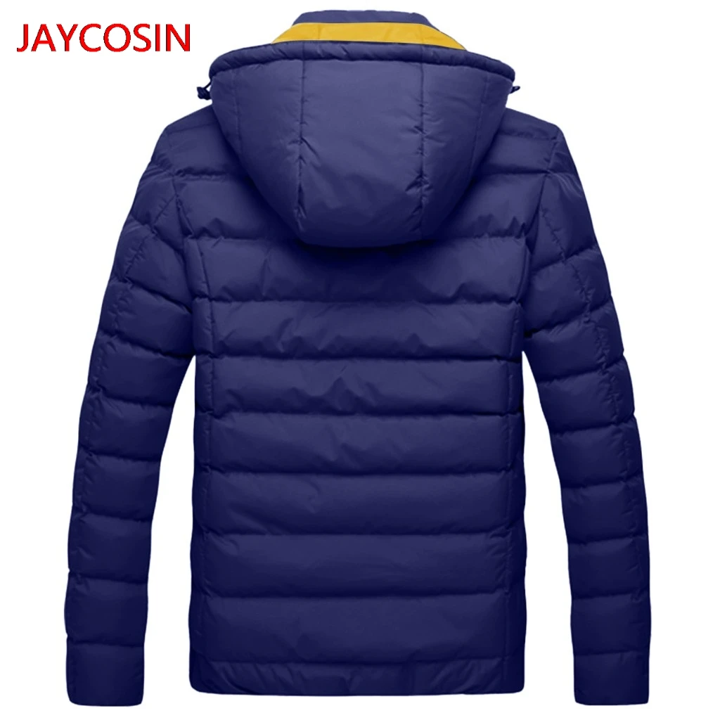 JAYCOSIN мужская зимняя куртка мужская повседневная зимняя однотонная теплая куртка с капюшоном на молнии с длинными рукавами стильный пиджак L400910