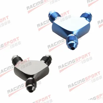 

1/8'' NPT X 3AN X AN3 Y Block Adapter Fitting Billet Aluminum Black/BLUE
