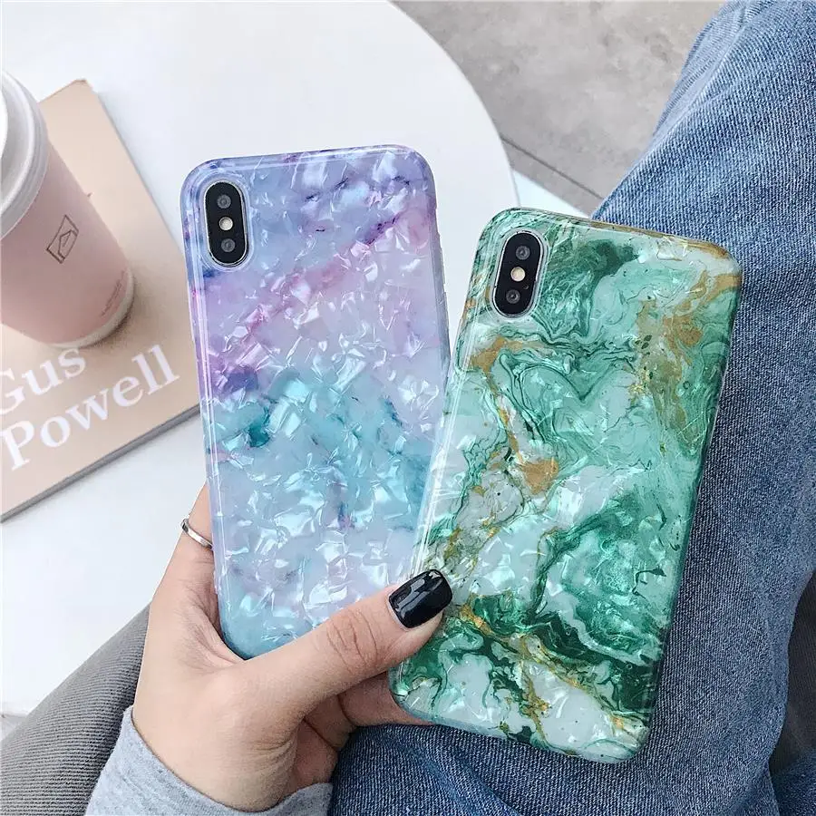 Глянцевый мраморный мягкий imd чехол для телефона iPhone 11 Pro MAX X XR XS Max 6S 7 8 Plus Dream Conch