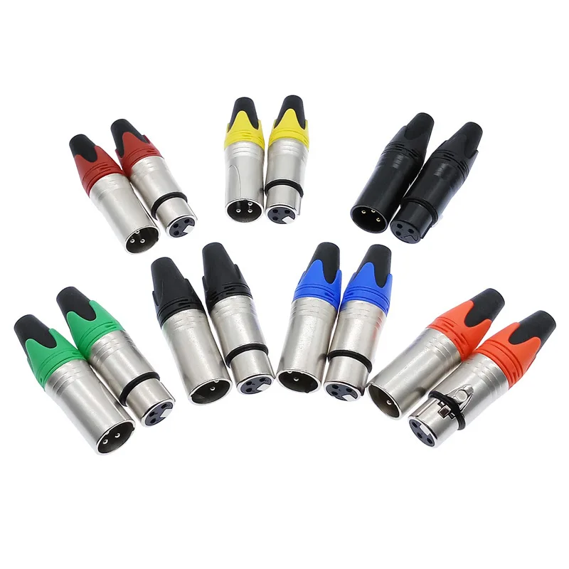 xlr connector audio plug microphone plug 3pin speaker  connector male & female colour mic connector
