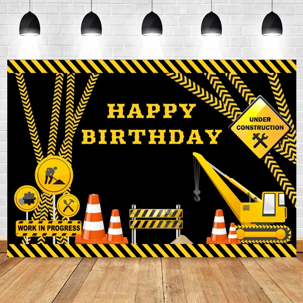 

Under Construction Birthday Party Backdrop Kids Photography Dump Truck Digger Zone Boys Bday Decoration Photo Booth Background