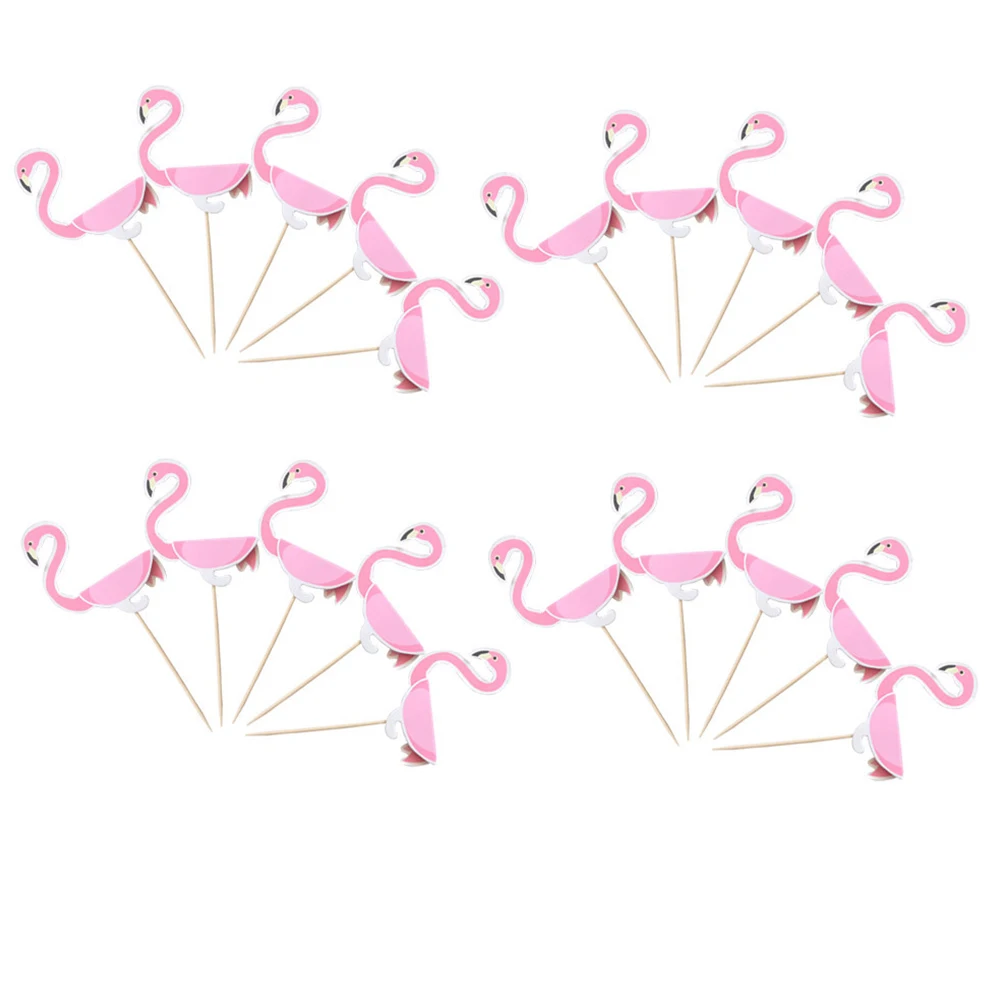 10 Pcs Cake Toppers Decorative 3D Flamingo Hawaii Themed Party Cake Decor Fruit Picks Cake Picks for Dinner Party Birthday A20