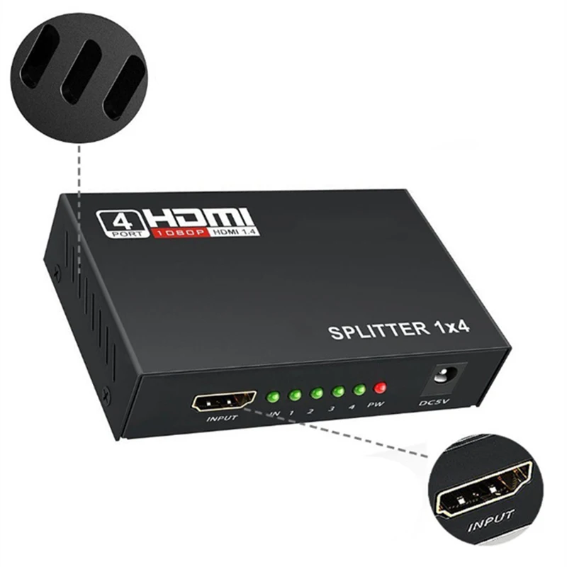 1x4 HDMI сплиттер конвертер 1 в 4 Выход HDMI 1,4 сплиттер усилитель HDCP 1080P двойной дисплей для HDTV DVD PS3 Xbox