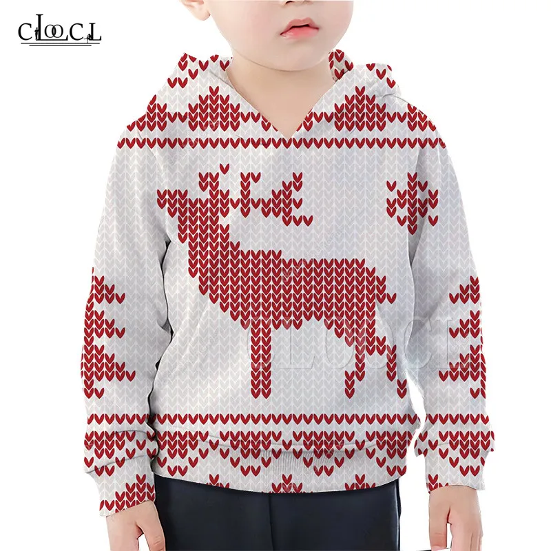 children hoodie 1 Милые Рождественские толстовки с капюшоном и рисунком оленя; Детский Рождественский Повседневный пуловер с капюшоном и 3D-принтом; свитшот для девочек и мальчиков; одинаковые комплекты для семьи - Цвет: children hoodie 1