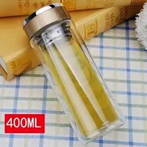 Стеклянная чашка, чайная чашка с крышкой, микро-изоляция, двойная емкость, большая емкость, для мужчин и женщин, питьевая вода, чай, Офисная ручка, чашка - Цвет: 400ML
