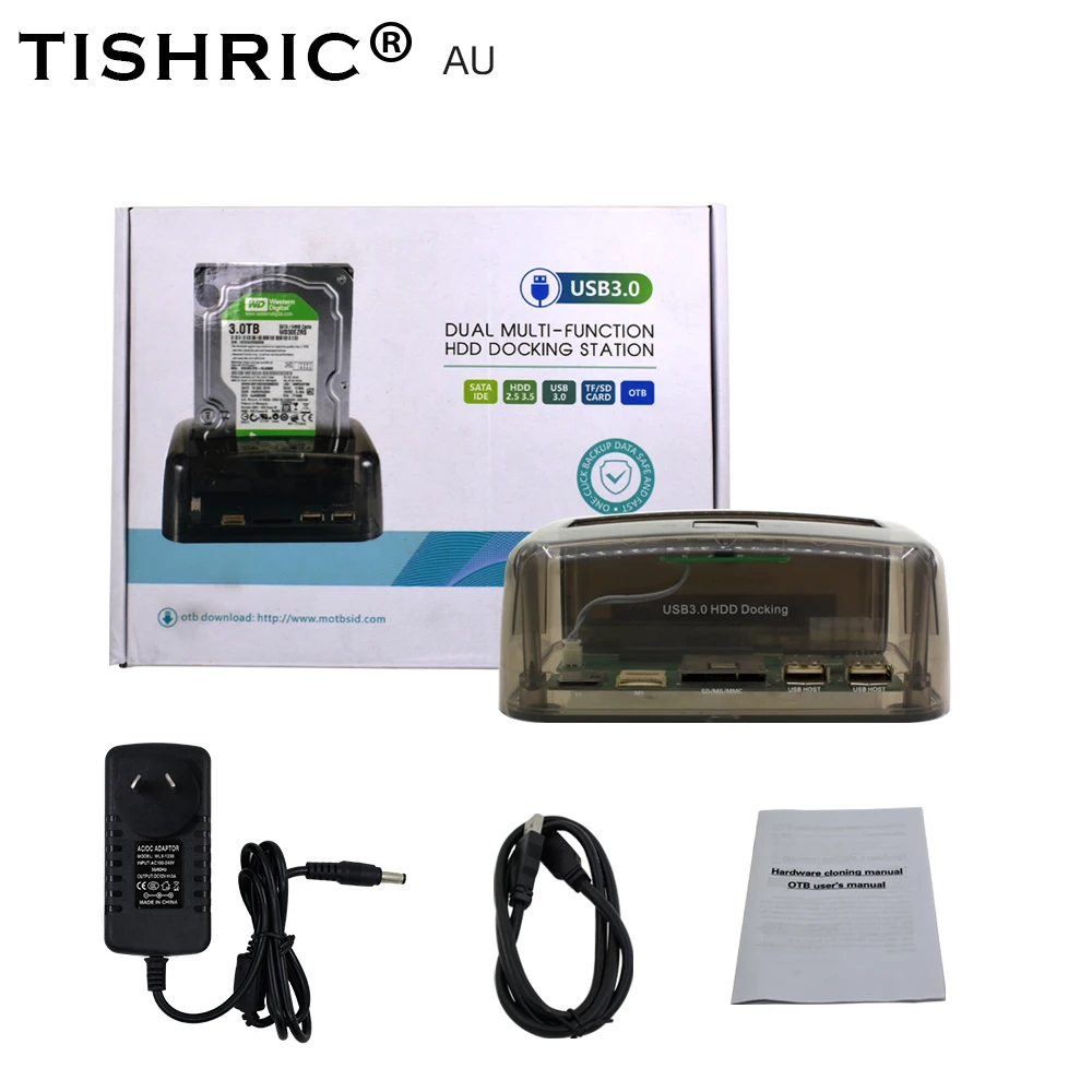 Внешний жесткий диск TISHRIC 2,5 3,5/диск/SATA/IDE/Dual/SSD/HDD док-станция USB 3,0 eSATA HD кард-ридер/корпус/коробка для ноутбука - Цвет: AU