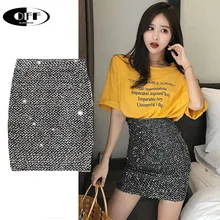 Мини-юбка размера плюс, женские юбки с золотыми блестками, мини-юбка, облегающая юбка-карандаш, короткая юбка с запахом для офиса, для девушек, для вечеринки