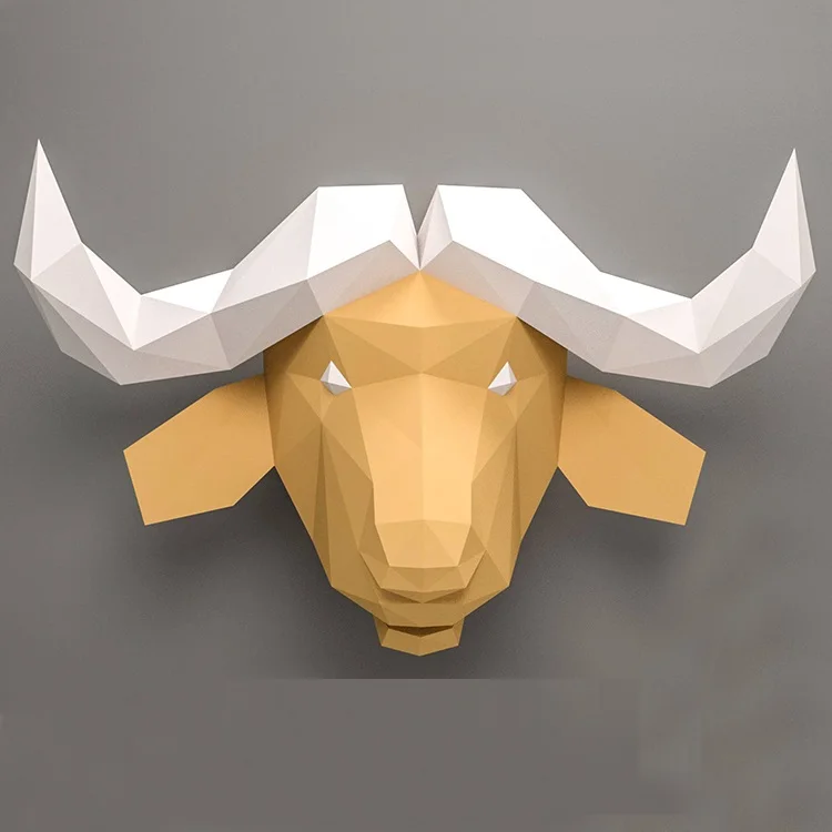 

3D Paper Model Buffalo Head Precut Papercraft Home Decor Wall Decoration Puzzles Educational DIY Kids Toys Birthday Gift 2713