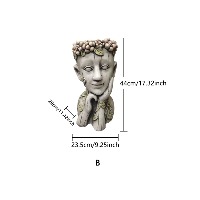 Открытый медитация искусство голова человека цветочный горшок предметы интерьера портрет статуя мальчик мясистый цветочный горшок ремесла скульптура украшение - Цвет: B