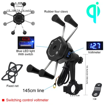 

New Wireless Cable Filling-in-Motorcycle Mobile Phone Navigation Bracket Multi-functional with Switch Voltmeter Car Mounted