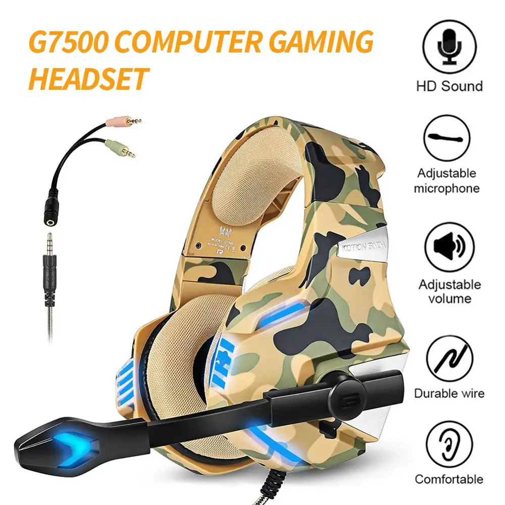 3 Color LED Light Over ear Headphones Gaming Calling Wired Earphones with Microphone Professional Gamer Headset for Computer PS4