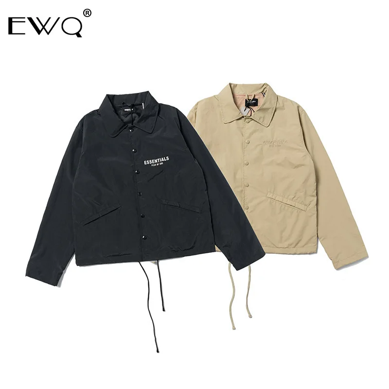 EWQ/ новая мужская одежда, Весенняя Мужская Уличная одежда, короткая стильная куртка с пуговицами на завязках для мужчин, Свободное пальто 9Y342