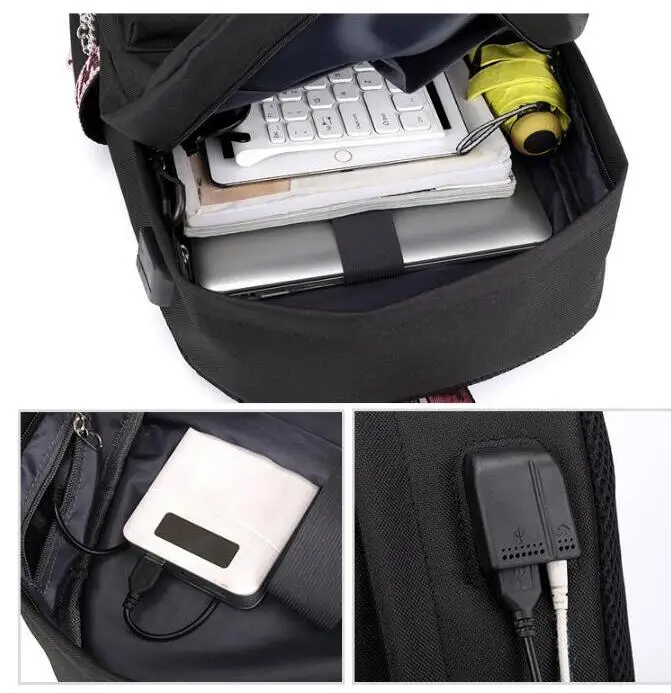 Школьные сумки, черный, розовый Mochila, дорожные сумки, рюкзак для ноутбука с цепочкой, USB порт, Kopo, BlackPink Rose Lisa JENNIE, USB рюкзак
