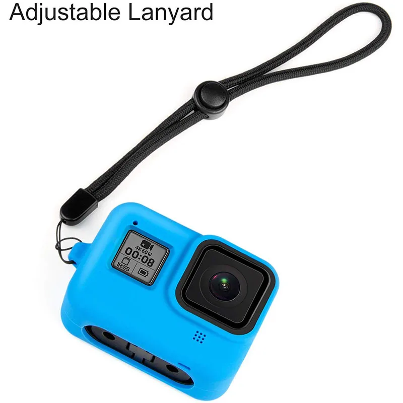 Силиконовый чехол для Gopro Hero 8, черный защитный чехол с ремешком, браслет для Gopro 8, набор аксессуаров для экшн-камеры