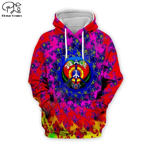Для мужчин/женщин Hippie Peace 3d толстовки Триппи принтер длинный свитер хип-хоп пуловер местный спортивный костюм Красочные молнии