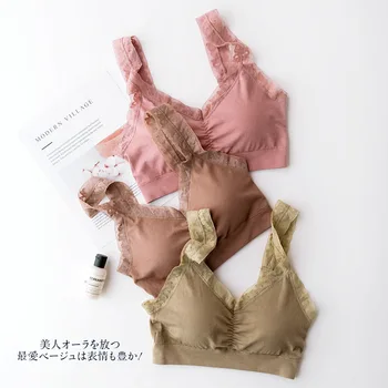 

2020 New Style Vest Style Thin Non-Steel Ring Bra Modal Summer Comfort Breathable Lace Underwear Bra