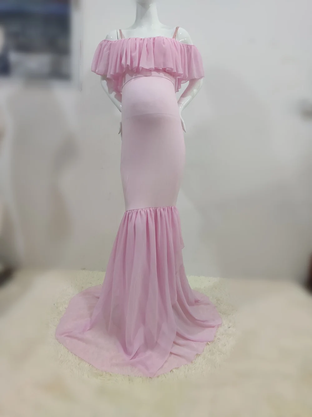 Women Dress Maternity Photography Props Mermaid Pregnancy Dresses For Photo Shoot 2019 Sexy Shoulderless Pregnant Maternity Gown (1)