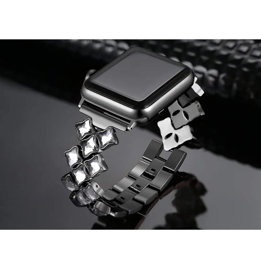 Женский ремешок iwatch 40 мм 38 42 44 алмазный обруч для apple watch series 5 4 3 2 нержавеющая сталь