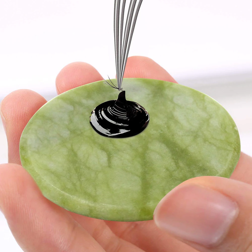 

Round Jade Stone False Eyelash Extension Glue Adhesive Pallet Pad Holder for Eyelashes Extensions Glue Extensions Pad Tool TSLM2