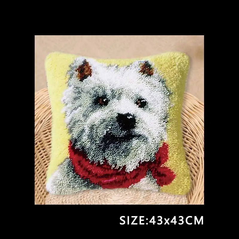 ABZ338 Knooppakket Smyrna Klink Haak Kleed Bloemen Cat And Dog Latch Hook Pillow Cross Stitch Pillows Embroidery Package Pillow Gift - Color: ABZ338