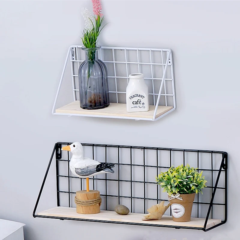 Креативная железная настенная полка Zakka для хранения в японском стиле корзина
