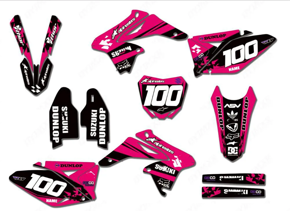 Новая команда графика фоны наклейки Наборы для Suzuki RMZ250 РМЗ 250 2010 2011 2012 2013