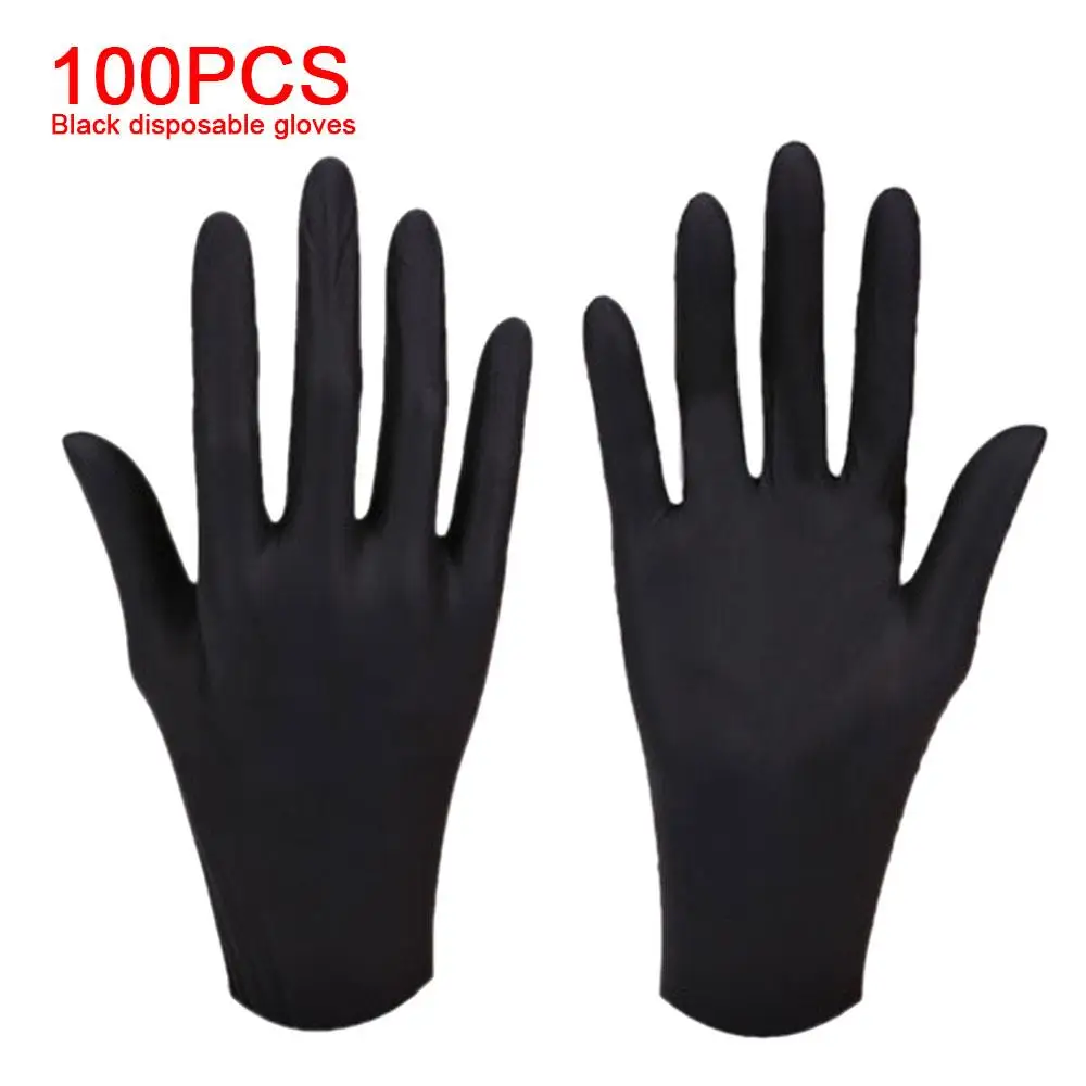

Nitrile Gloves Latex Glove Stretchable 100pcs Extraordinary Strength Black Disposable Powder-Free Anti Saliva Car Washing
