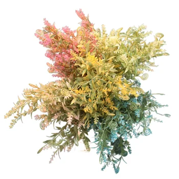 

5pcs Fake Flowers Bouquet Beautiful Green Plants Decorative Bouquet for for Home Wedding (White, Pink, Yellow, Blue, Rosy)