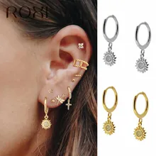 ROXI новые маленькие 925 пробы Серебряные подвесные серьги-гвоздики серьги для женщин Oorbellen милые серьги с кристаллами подсолнуха Boho ювелирные изделия