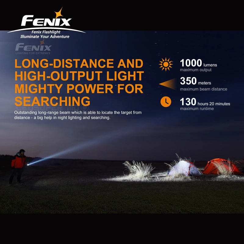  AA Torch Light Fenix LD42 1000 Lumens High-output Flashlight with Mechanical Rotary Switch - 4000036820873