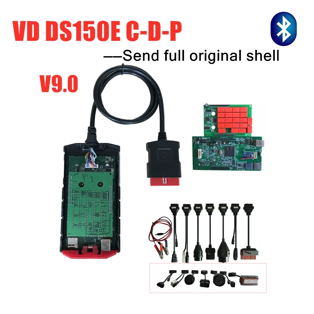 Лучшая цена! V9.0 зеленая плата с Bluetooth 2015R3 keygen Obd сканер VD DS150E C-D-P для delphis автомобиль грузовик obd2 диагностический инструмент