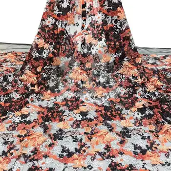 

2020 New African Lace Fabrics High Quality Good Price Purple Beaded Unique Pattern Embroidery French Tulle Lace Fabric