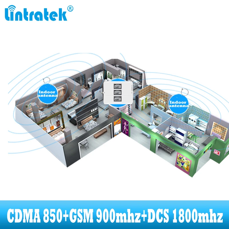 Трехдиапазонный ретранслятор сотового сигнала lintratek CDMA 850 GSM 900 DCS1800 мобильный