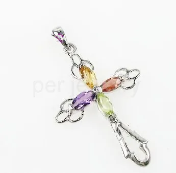 Подвеска в виде креста, настоящая подвеска с аметистом,, серебро 925 пробы, 0.15ct* 4 шт, драгоценный камень C18052801