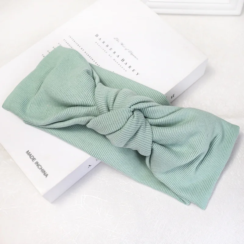 C615 light green Винтажный твердый завязанный на голове узлом бант для женщин Тюрбан Эластичная головная повязка на волосы для девушек аксессуары для волос haar аксессуары haarband - Цвет: C615 light green