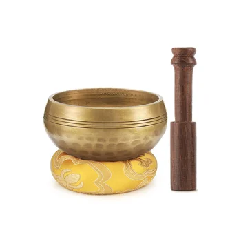 

Healing Meditation Yoga Bowl Set Decorative-wall-dishes Resonancewith Mallet Handmade Tibetan Singing Bowl give Calm and relax
