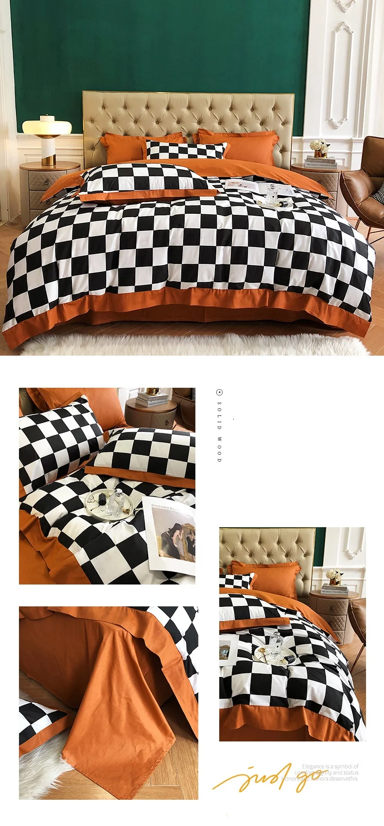 Waliicorners 40S Egyptian Cotton Stripe 4Pcs Bedding Set Plaid Quilt Cover Bed Comforter Set Mattress Cover Bed Linen Pillowcase 14 H422f5ee4d7e74a0a96fb36d9f047861c9